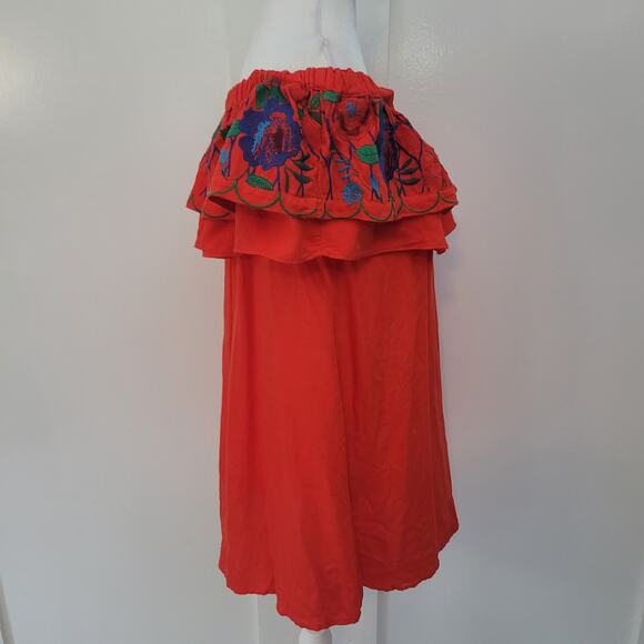 Altar’d State Size S Red Embroidered Off Shoulder Dress Boho Floral Summer - Picture 2 of 9